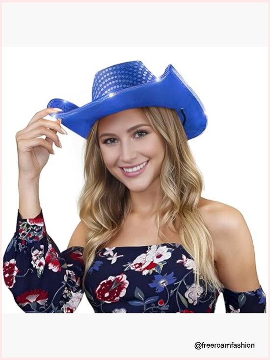 Sequin Light Up Cowboy Hat Flashing Western Disco Costume Party Hat main image 6